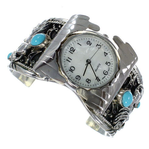 Turquoise Southwest Sterling Silver Horse Cuff Watch CX48664